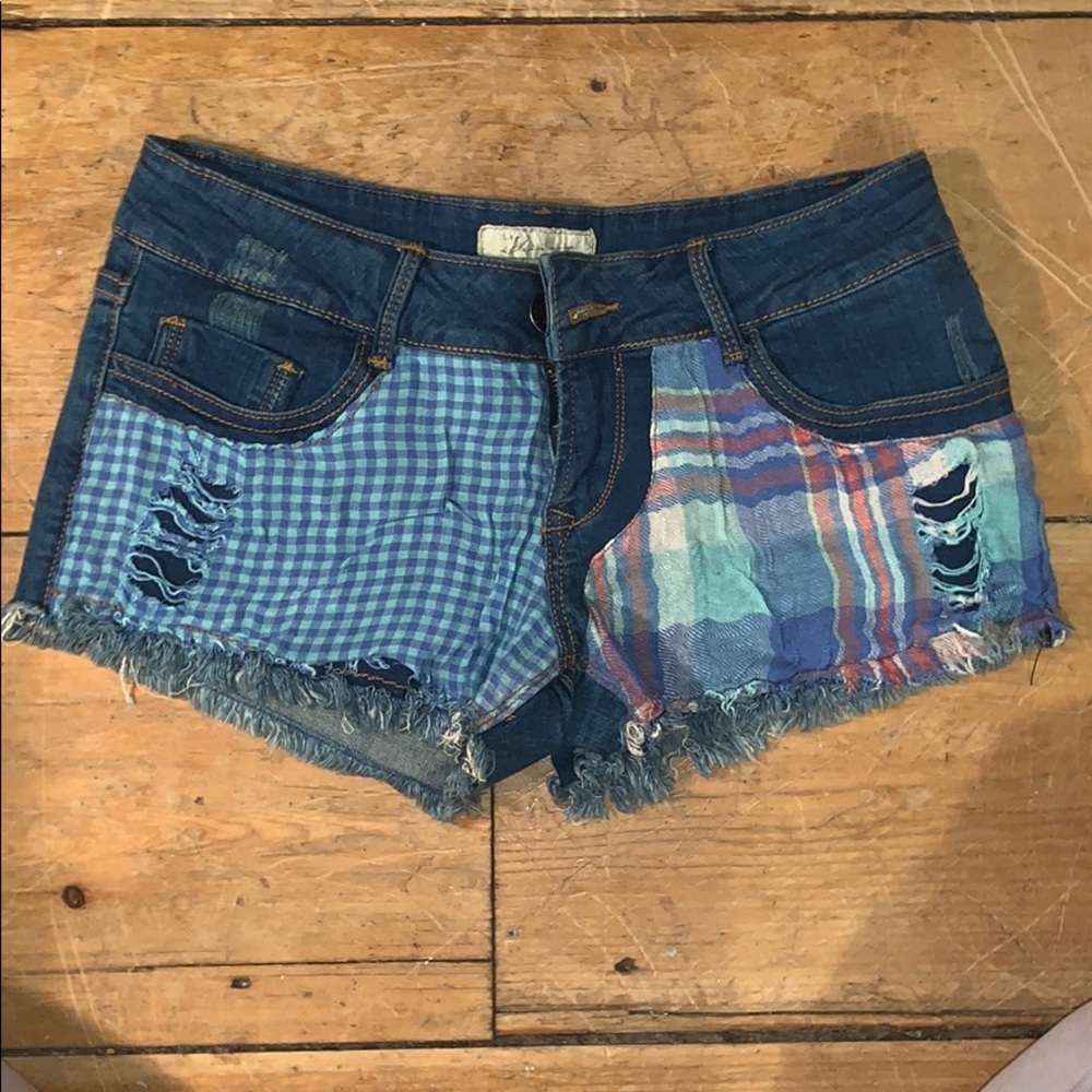 Plaid Jean shorts